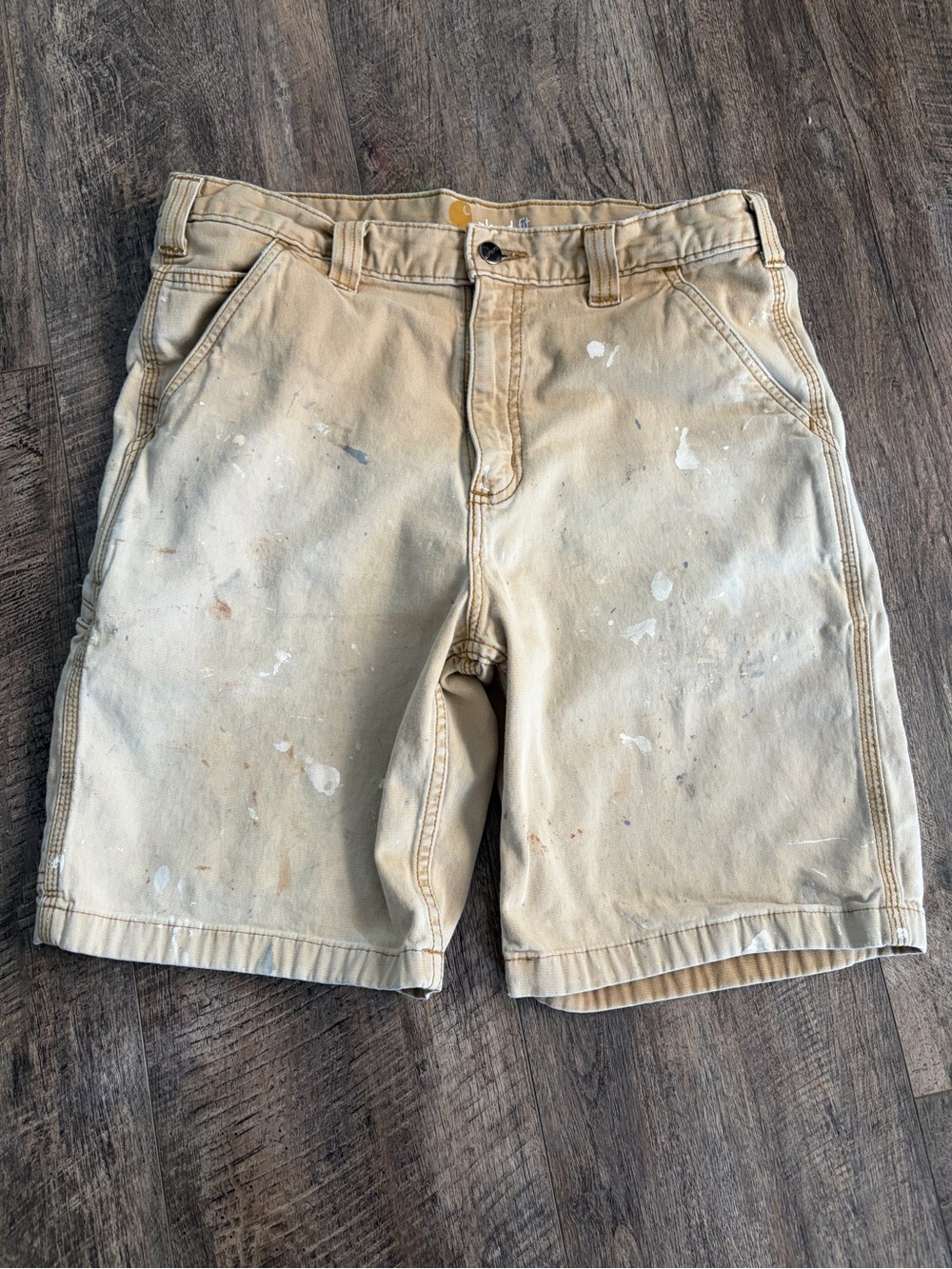 Men's Carhartt  worn Shorts with Paint-Splatter/distressed work shorts